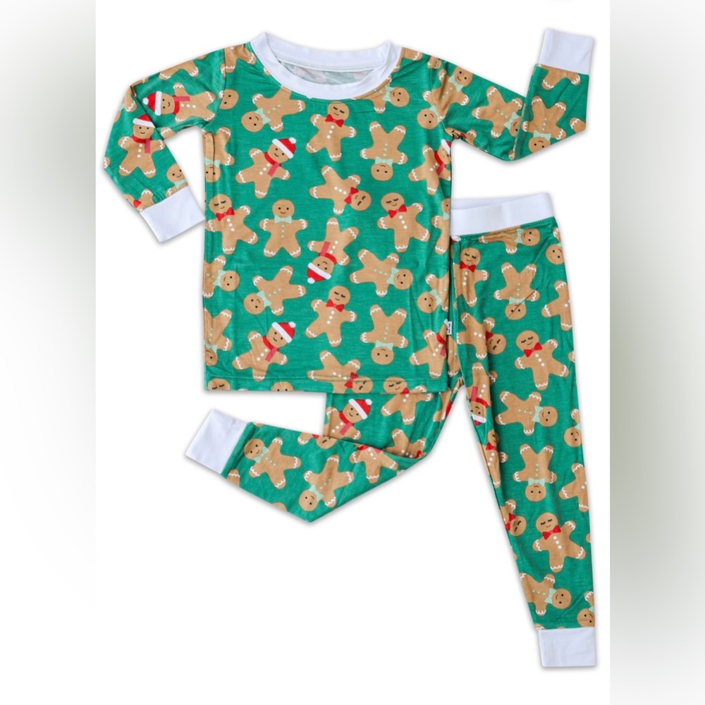 Little Sleepies Green Gingerbread Pajama Set - Size 2T